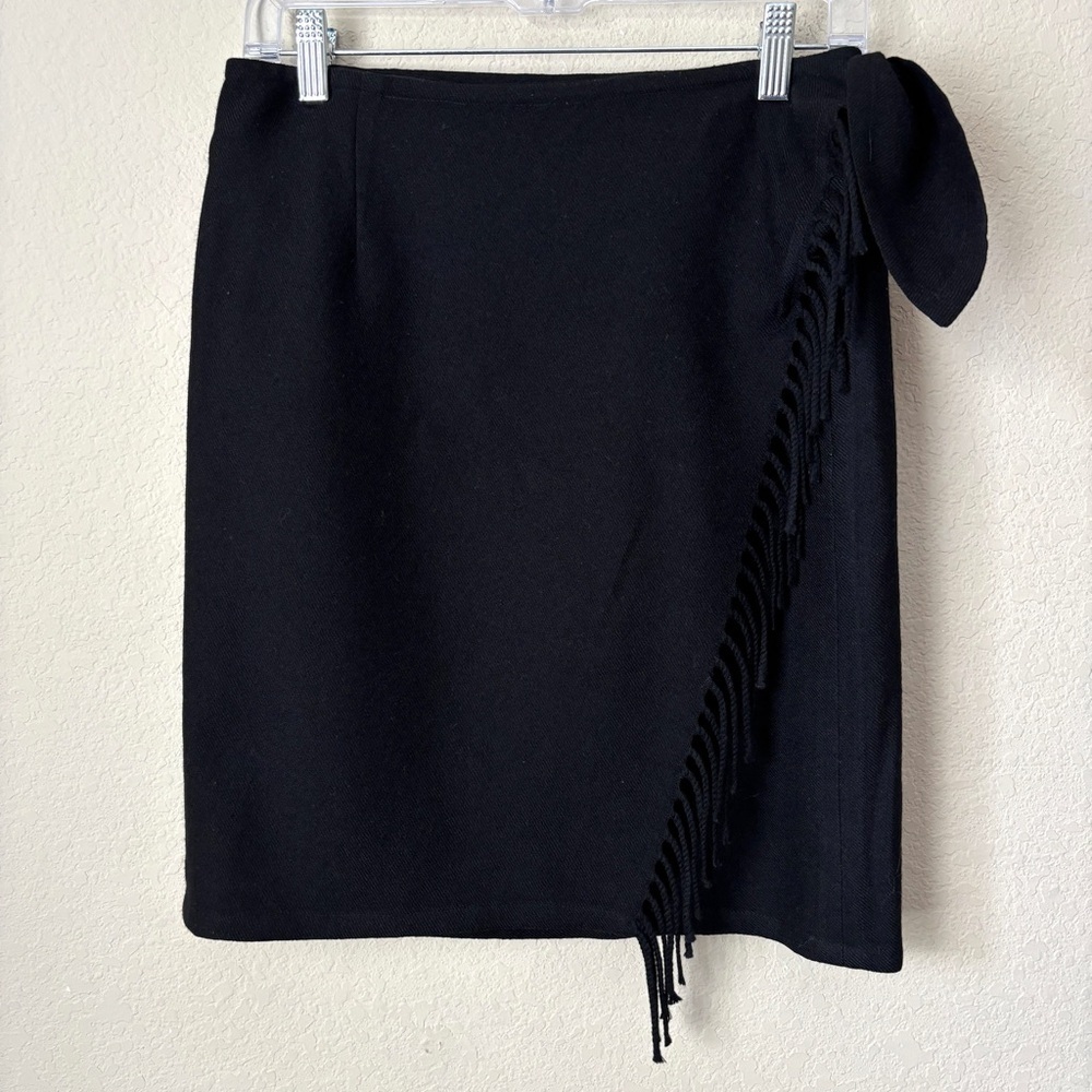 Vintage Banana Republic Wool Fringe Side Tie Wrap Skirt